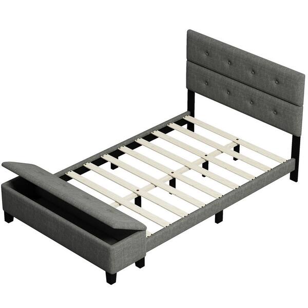 Upholstered Full Size Platform Bed With Storage Case Gray Gz Wf199337aae Platform Bed With Storage Case Gray, Upholstered Storage Platform Bed Full Size