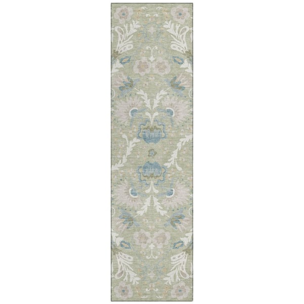 Chantille Machine Washable Indoor/Outdoor Abstract ACN3049 Celery 2 ft. x 7 ft. Runner Rug