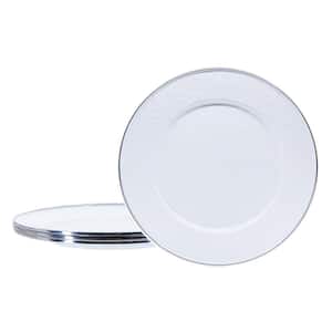 Solid White 10.5 in. Enamelware Round Dinner Plate (Set of 4)