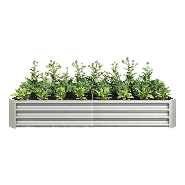 Unbranded 35 in. x 71 in. x 11 in. Silver Rectangle Galvanized Metal Raised Garden Bed