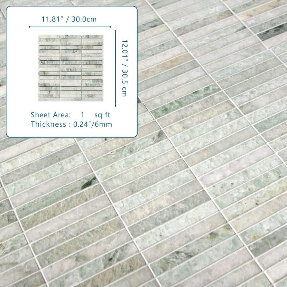 12x12 Green Polished Marble Mosaic Tile for Indoor and Outdoor