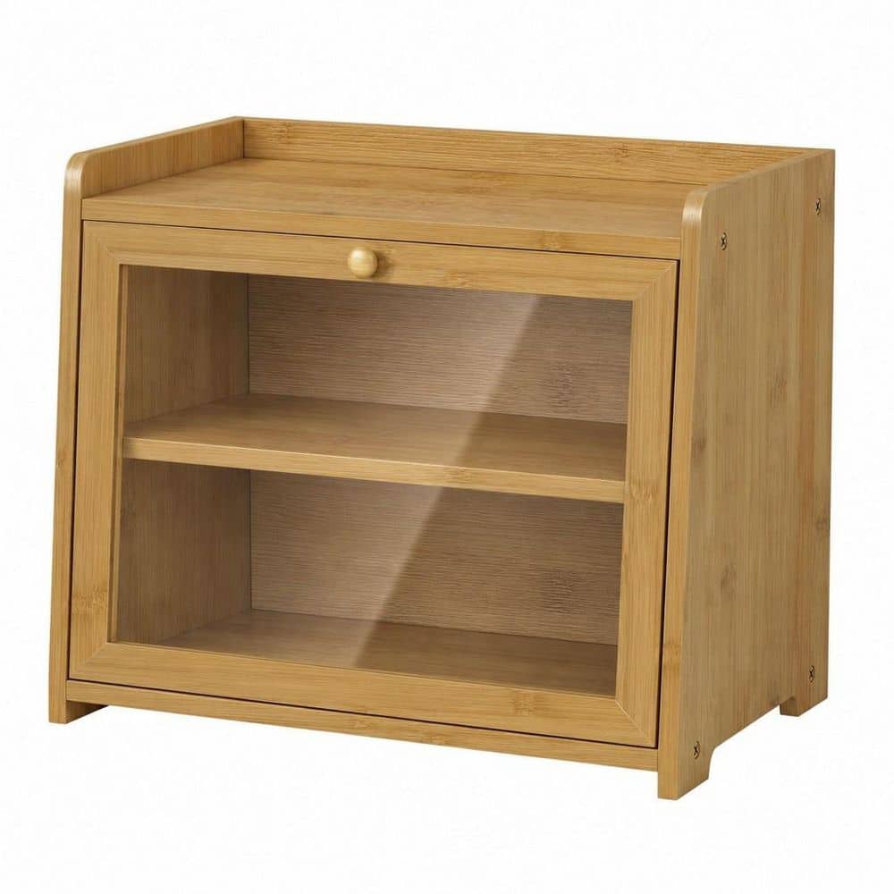 1 Piece Large Capacity Farmhouse Bread Box Bamboo Wood Breadbox Organizer for Kitchen Counter Corner, Cabinet, Pantry