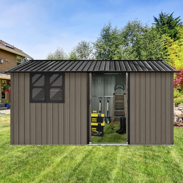 12 ft. W x 10 ft. D Metal Storage Shed with Window for Garden and Backyard (105 sq. ft. )