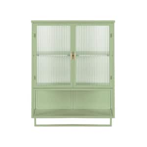 9 in. W x 24 in. D x 31 in. H Double-Glass Door Bathroom Storage Wall Cabinet in Green