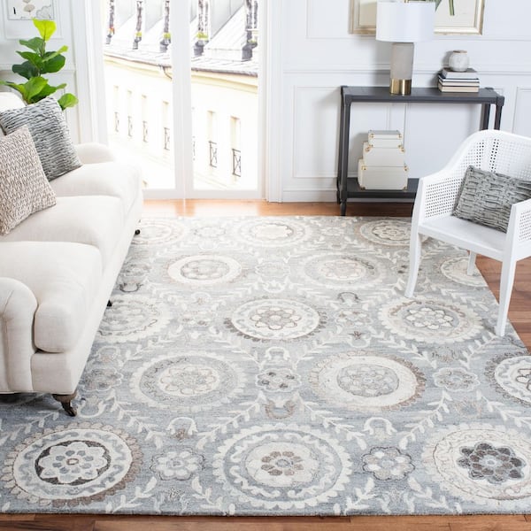 Suzani 8 ft. x 10 ft. Gray Oriental Area Rug