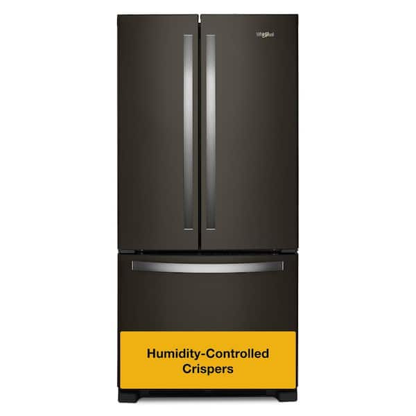 33 in. 22 cu. ft. Standard Depth French Door Refrigerator in Black Stainless