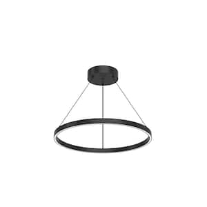 Cerchio 24 in. 1 Light 63-Watt Black Integrated LED Pendant Light