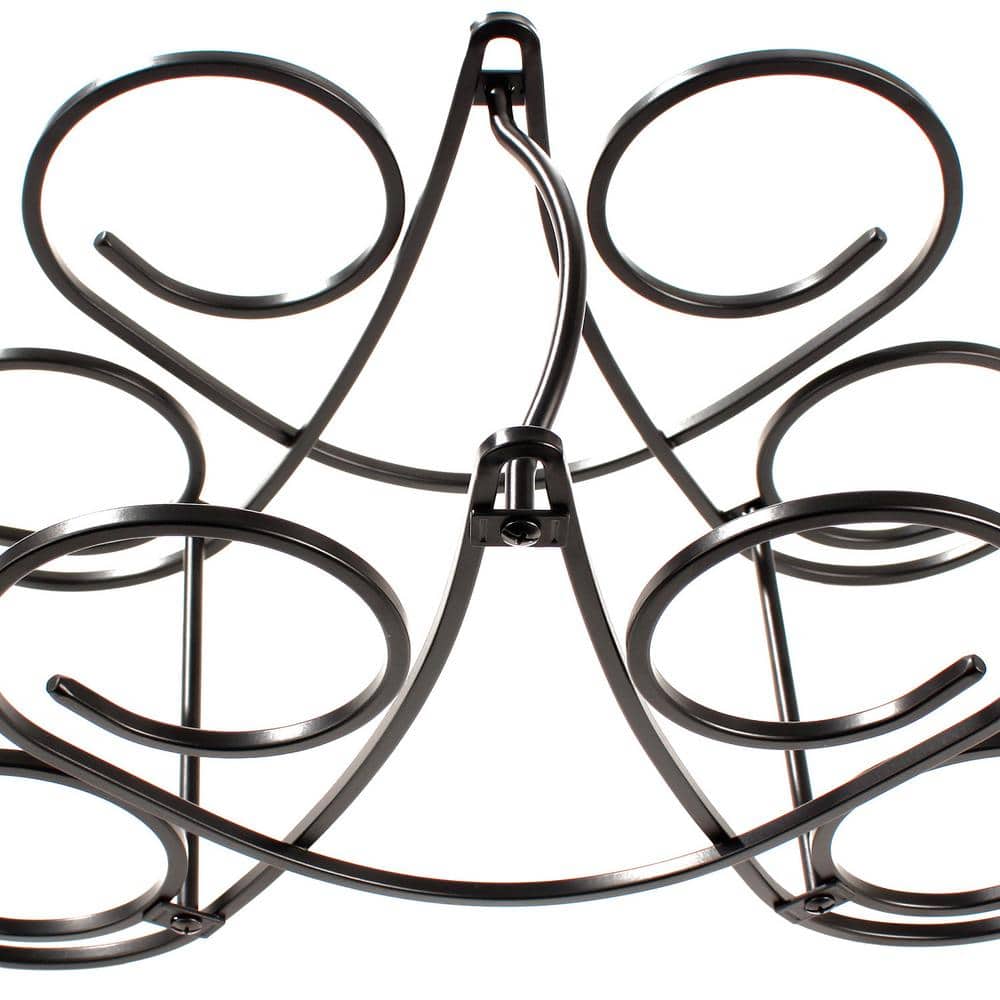 Black Steel 5-Bottle Scrolled Wine Rack