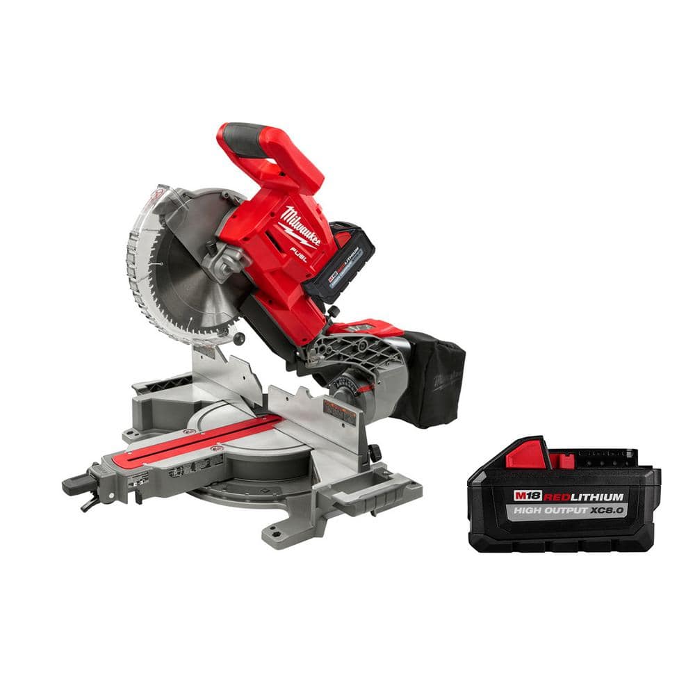 Milwaukee M18 FUEL 18V 10 in. Lithium-Ion Brushless Cordless Dual Bevel Sliding Compound Miter Saw Kit w/(2) 8.0 Ah Batteries -  2734-21-1880