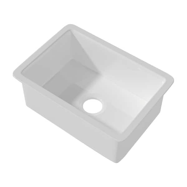 27 in. Fireclay Kitchen Sink Drop-in/Undermount Dual Mount White Single Bowl Kitchen Sinks with Sink Grid and Strainer