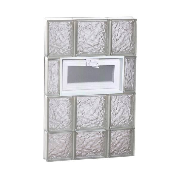 Clearly Secure 1925 In X 29 In X 3125 In Frameless Ice Pattern Vented Glass Block Window 1801