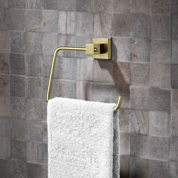 (1-Pack) Bathroom Accessories Wall Mounted Towel Ring in Brushed Gold