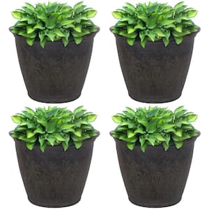 Anjelica 24 in. Sable Outdoor Resin Flower Pot Planter (4-Pack) - Dark Brown