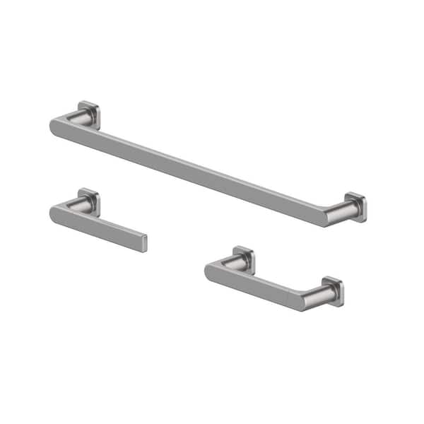 Glacier Bay Erbon 3-Piece Bath Hardware Set with 24 in. Towel Bar, Towel Ring and TP Holder in Brushed Nickel