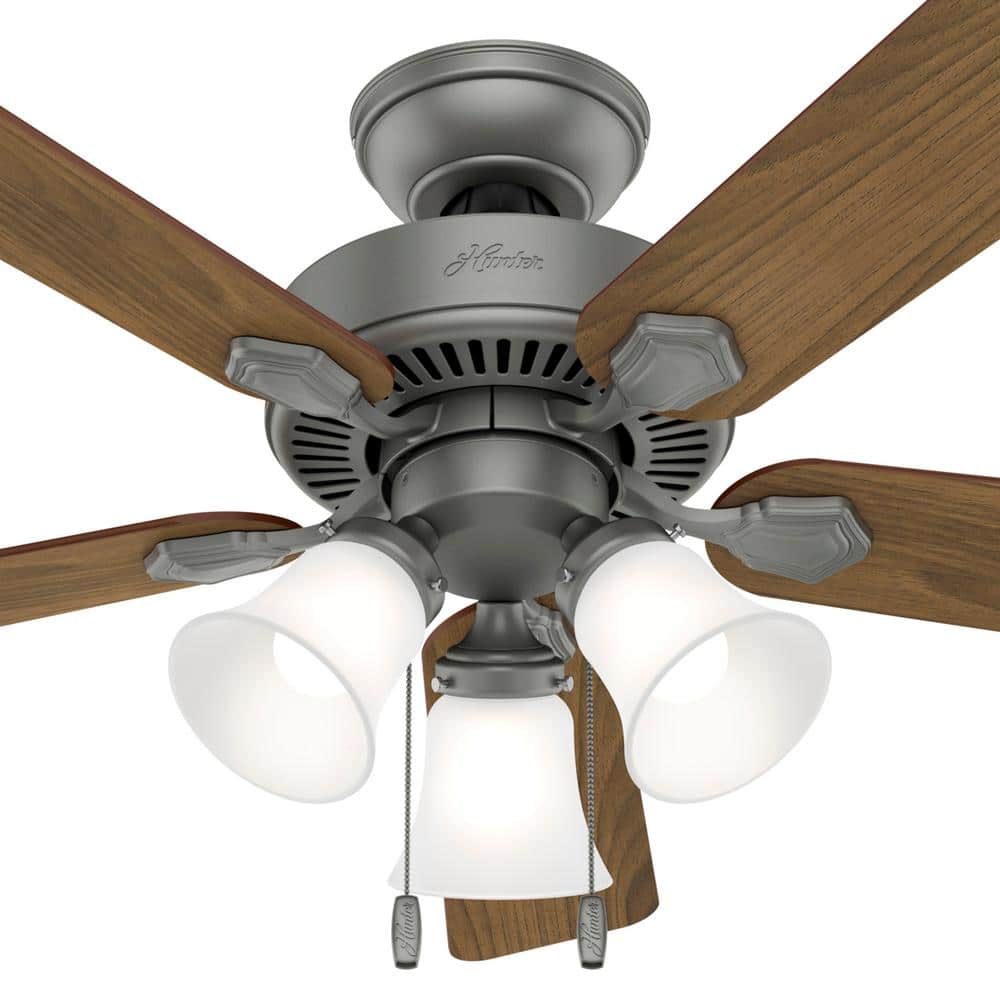 Swanson 44" Matte Silver Ceiling Fan with Reversible Blades and LED Light