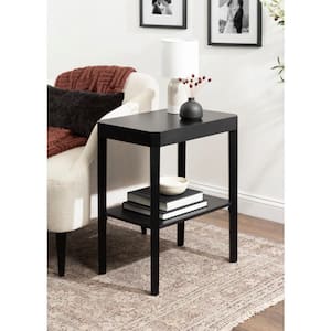 Talcott 22 in. Black Rectangle Solid Wood End Table