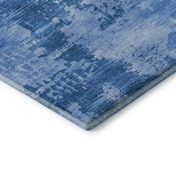 Mayfield Premium Machine Washable Abstract AMF1062 Navy 10 ft. x 14 ft. Area Rug