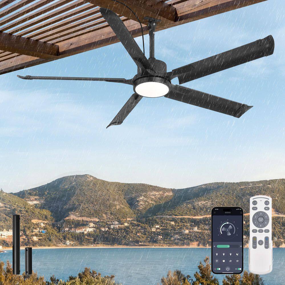 20 in. Black Fandelier Low Profile Flush Mount Outdoor Ceiling Fan with Light-Stepless Color Temperature & 6 Speeds price history on PriceWatchPro