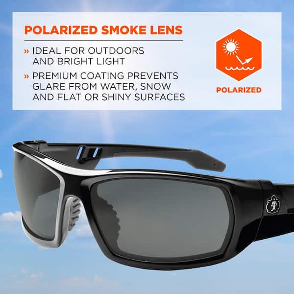 Ergodyne Skullerz Odin Polarized Smoke Lens Black Safety Glasses