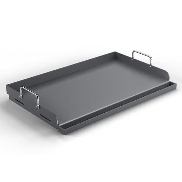 25 in. x 16 in. Black Cast Iron Flat Top Griddle Heavy Duty Oil Coated High Sidewalls Universal Grill Insert 1 Piece