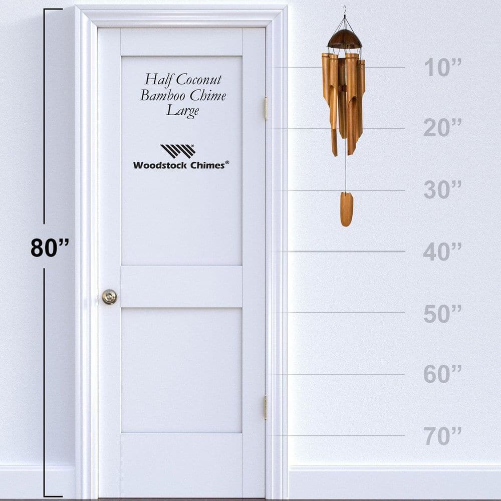 Handcrafted Brown Bamboo and Coconut 36" Wind Chime