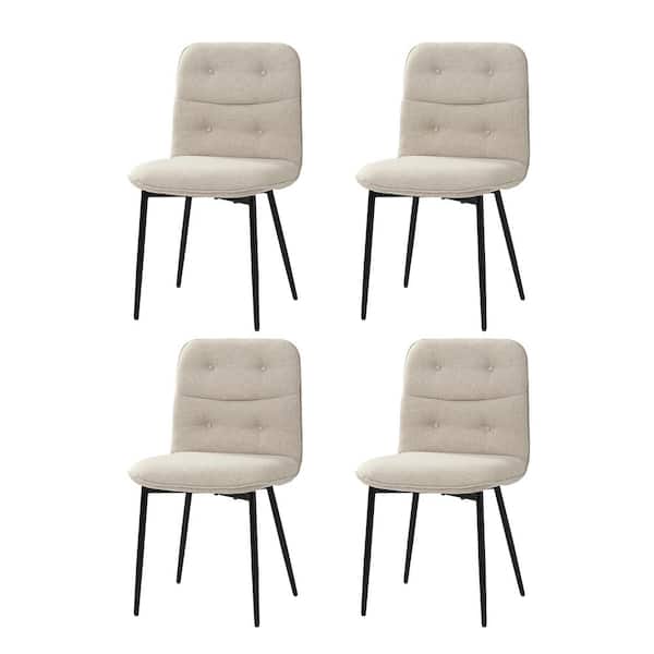JAYDEN CREATION Chris Linen Modern Velvet Solid Back Dining Chair with Button Tufted and Metal leg