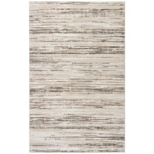 Serenity Home Ivory Beige 4 ft. x 6 ft. Abstract Contemporary Area Rug