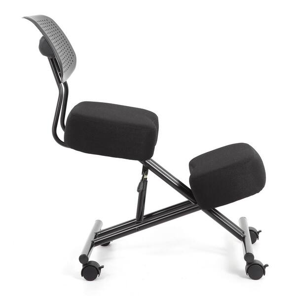 NEW Ergonomic Kneeling Office Chair Steel Frame Brown Velour Covered Foam Seat 