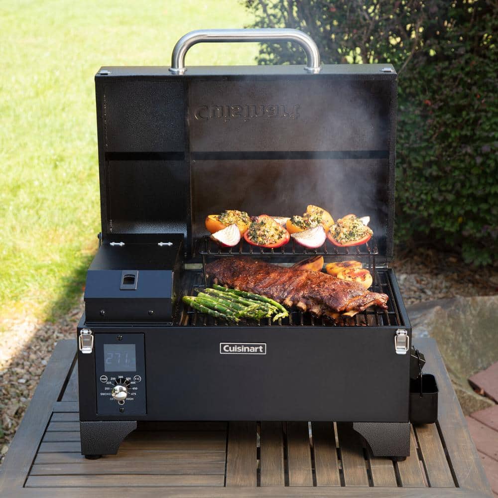 Cuisinart 24.7'' Black Portable Wood Pellet Grill and Smoker