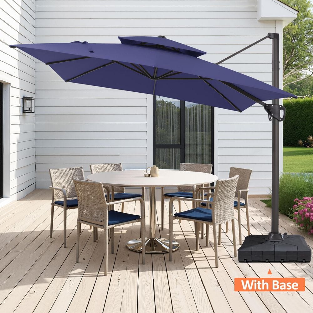 11.5 ft. x 9 ft. Rectangular Double Top 360° Rotation Cantilever Tilt Outdoor Patio Umbrella in Navy With 260 lbs. Base price history on PriceWatchPro