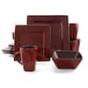 GIBSON Elite Kiesling 16-Piece Modern Red Stoneware Dinnerware Set ...