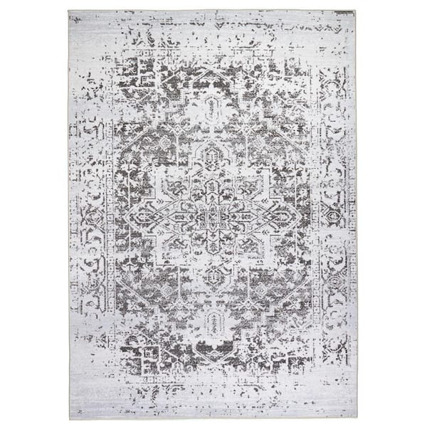 Unbranded Himalayas Brown Creme 4 ft. x 6 ft. Machine Washable Modern Floral Abstract Polyester Non-Slip Backing Area Rug