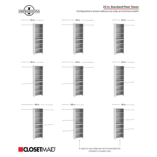 ClosetMaid - Impressions Basic Plus 60 in. W - 120 in. W White Wood Closet System