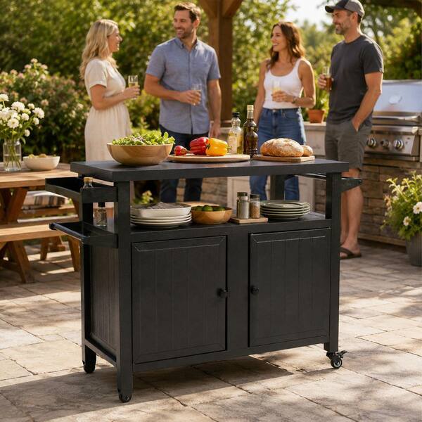 WESTERN BARBECUE TABLE SET アウトドアテーブル KOZYARD BBQ Grill Storage Cart/Bin Grey Rectangle Metal Table
