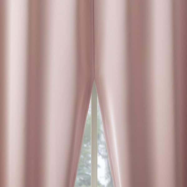 Sun Zero Aria Magnetic Closure Theater Grade Blush Polyester 52 in. W x 63 in. L Back Tab 100% Blackout Curtain (Set of 2)