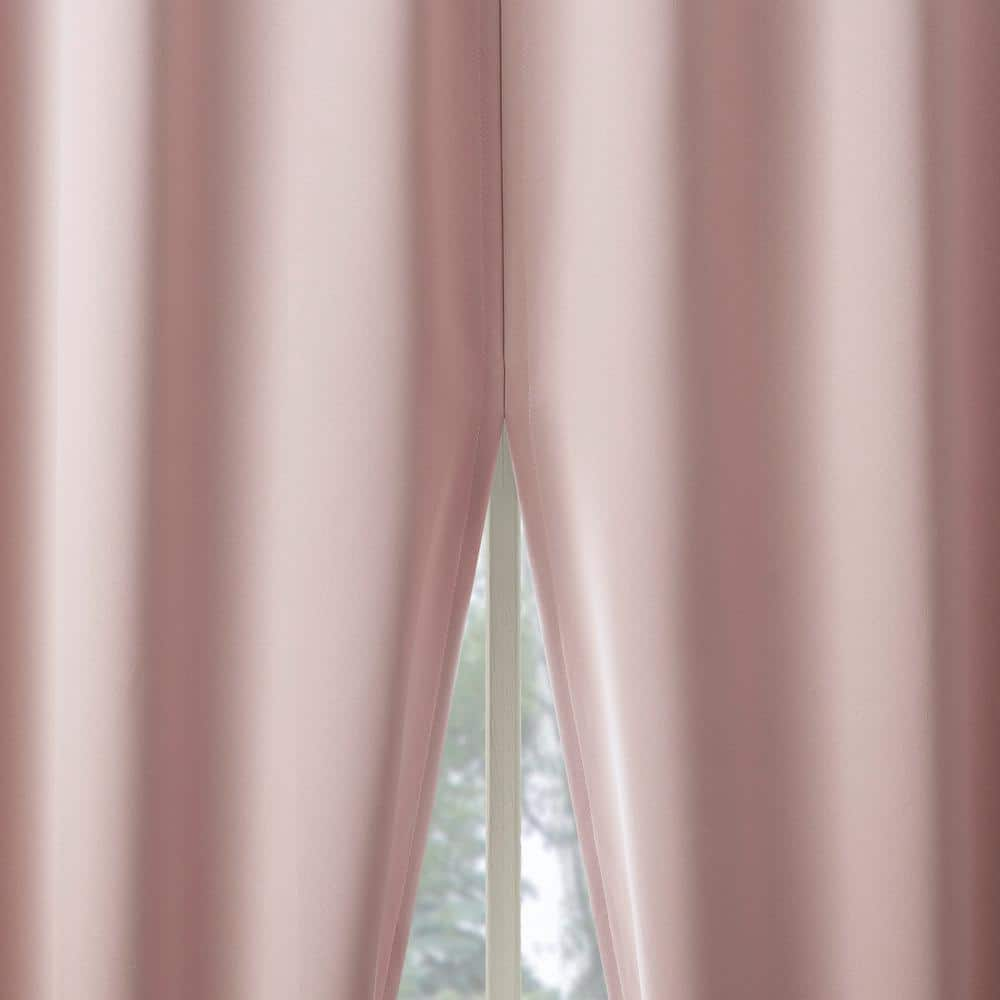 Sun Zero Aria Magnetic Closure Theater Grade Blush Polyester 52 in. W x 84 in. L Back Tab 100% Blackout Curtain (Set of 2)