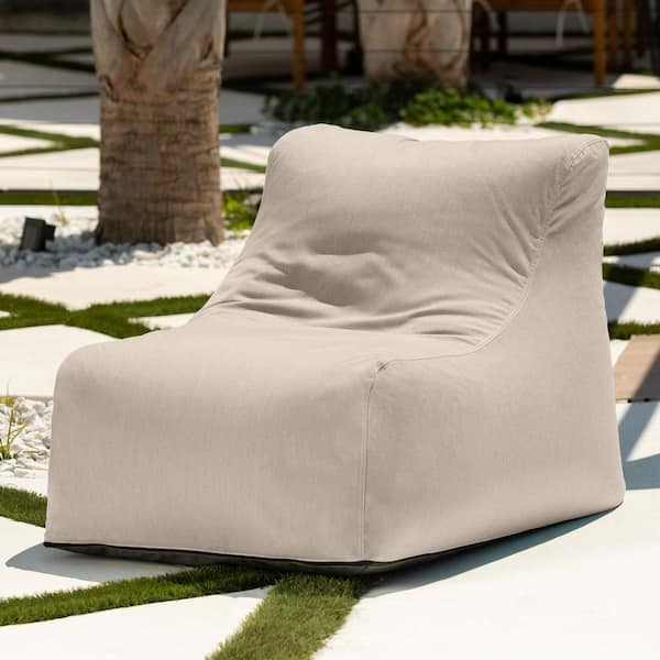 Ponce Outdoor Bean Bag Chair-Weather Resistant Patio and Poolside Lounge Seating, Sunbrella Flax