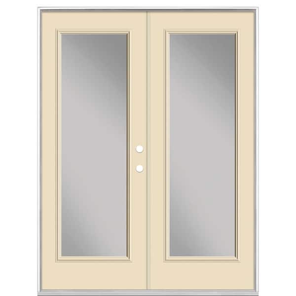 Masonite 60 in. x 80 in. Golden Haystack Steel Prehung Left-Hand Inswing Full Lite Clear Glass Patio Door in Vinyl Frame