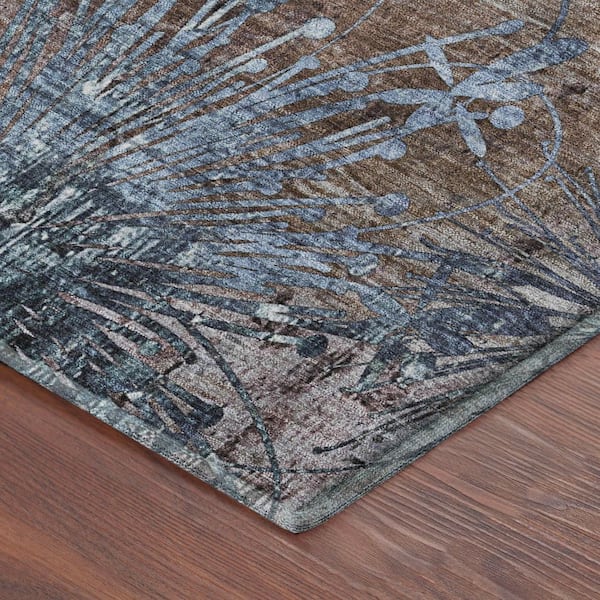 Mayfield Premium Machine Washable Abstract AMF2225 Brown 10 ft. x 14 ft. Area Rug