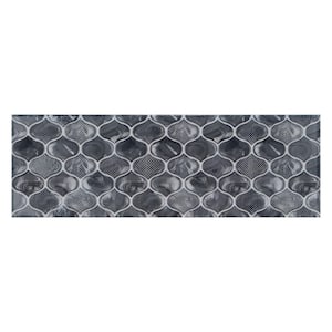 Take Home Sample - June Black Listello 6 in. x 18 in. Hand-Painted Decorative Ceramic Tile