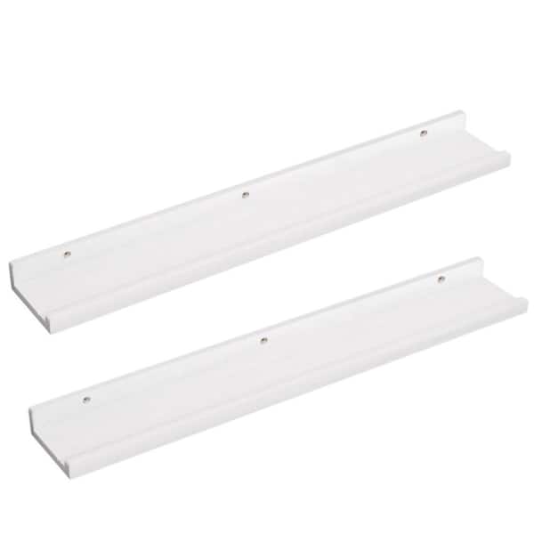 55 in Floating Shelves,Solid Wood Picture Ledge Shelf,Nursery Book Shelves with Lip,Set of 2,Washed White