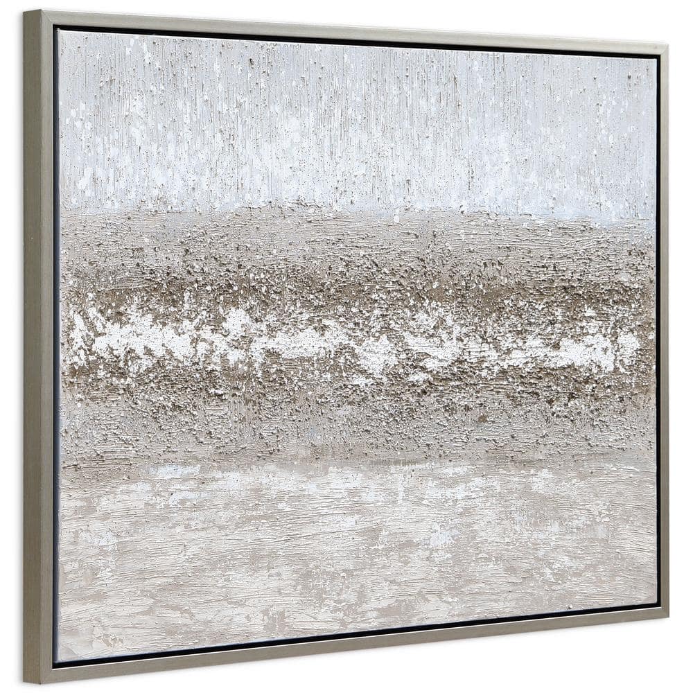 Sandpath Textured Metallic Hand Painted Abstract Canvas Art with Champagne Frame