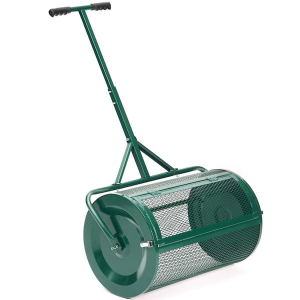 VIWAT 24 in. Compost Peat Moss Spreader, T shaped Handheld, Heavy-Duty Metal Mesh Spreader with Adjustable Handle
