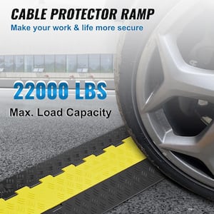 36.14 in. x 9.84 in. Cable Protector Ramp 2 Channel 22000lbs. Load Raceway Cord Cover TPR Speed Bump for Traffic(5-Pack)
