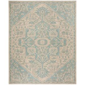 SAFAVIEH Beach House Cream/Aqua 8 ft. x 10 ft. Geometric Indoor/Outdoor ...