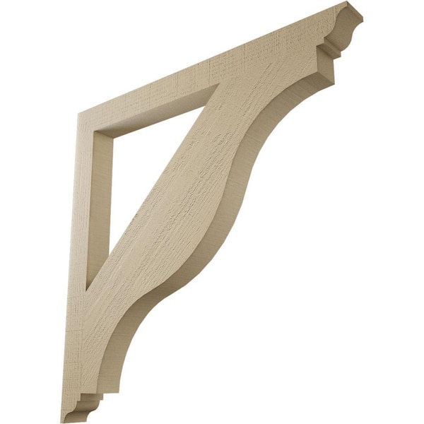 Ekena Millwork 3.5 in. x 40 in. x 40 in. Funston Traditional Rough Cedar Woodgrain Timberthane Polyurethane Bracket, Primed Tan