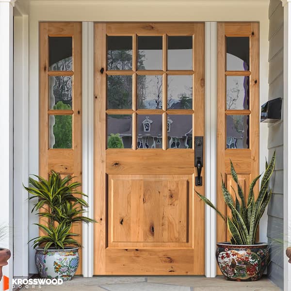Krosswood Doors 64 in. x 80 in. Rustic Knotty Alder Clear 9-Lite