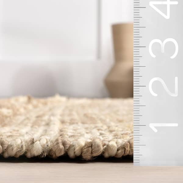 Blakley Textured 5 ft. x 8 ft. Natural Plaid Jute Area Rug