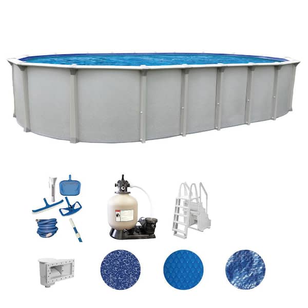 Huntington 15 ft. x 26 ft. Oval 54 in. Deep Above Ground Hard Sided Deluxe Pool Package