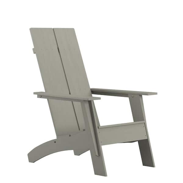 TAYLOR + LOGAN Gray Outdoor Lounge Faux Wood Resin Adirondack Chair
